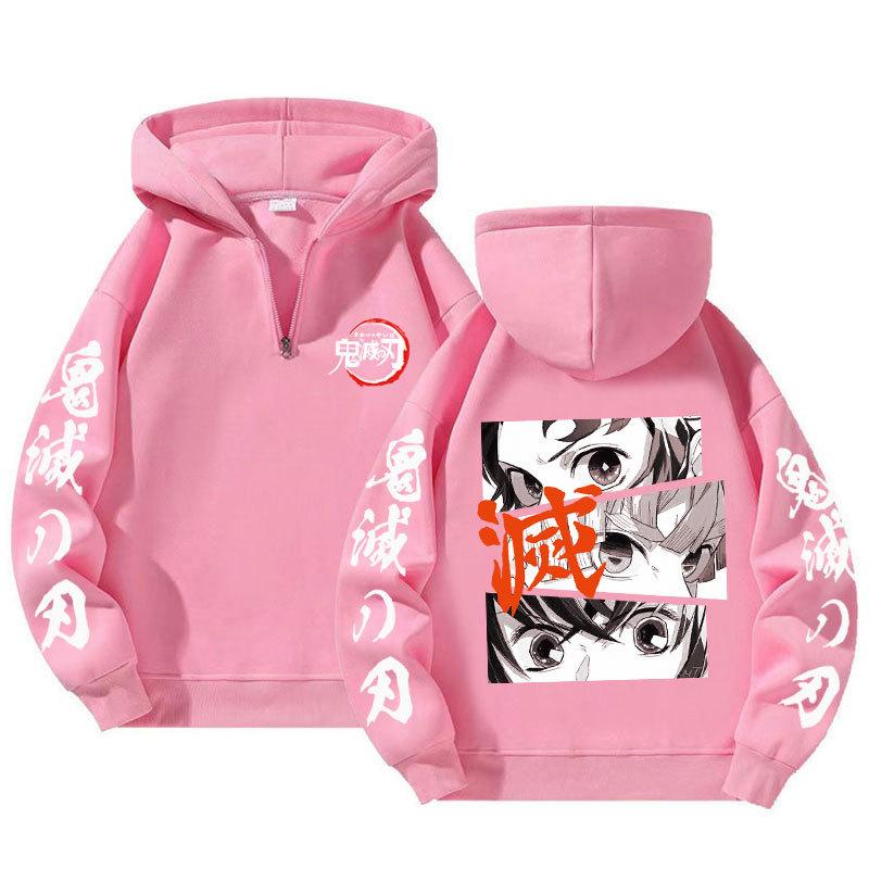 Demon Slayer Harajuku Anime Hoodies Men Kawaii Manga Graphic Zipper Coats Kimetsu No Yaiba Cartoon Printed Streetwear Sweatshirts Unisex Pullover Tops