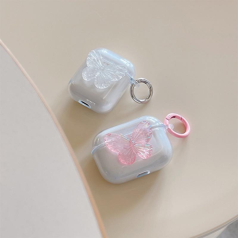 Airpods 1 /2 Generation Transparent Bluetooth Headset Case Protective Case Pro Butterfly 3Rd Generation Mountaineering Buckle Simple Women'S Buckle