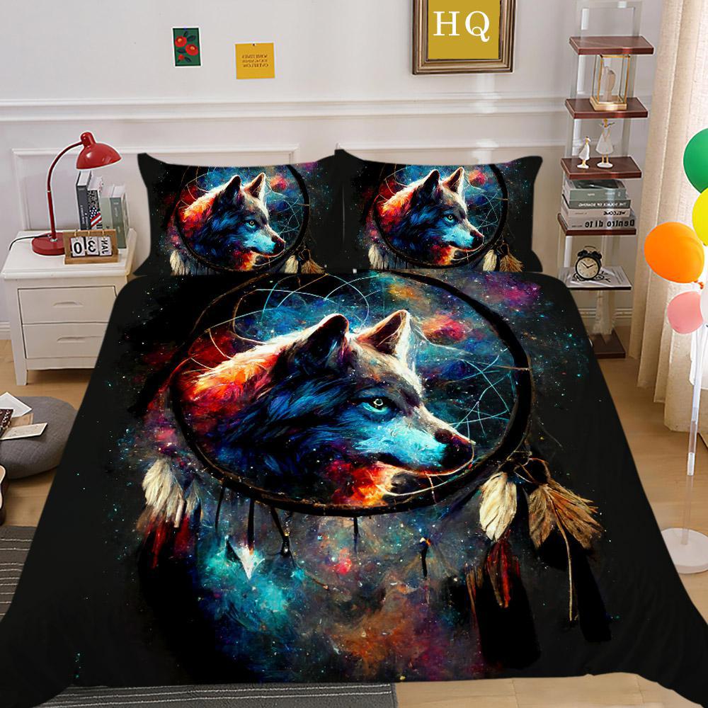 Bedding Polished Four-Piece Set Custom Animal Wolf Print Three-Piece Set Quilt Cover Sheet