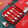 4pcs Dessert Spoon Xmas Cutlery Kits Food Grade Mirror Polished Stainless Cutlery Festival Fun Reunion Decoration For Christmas