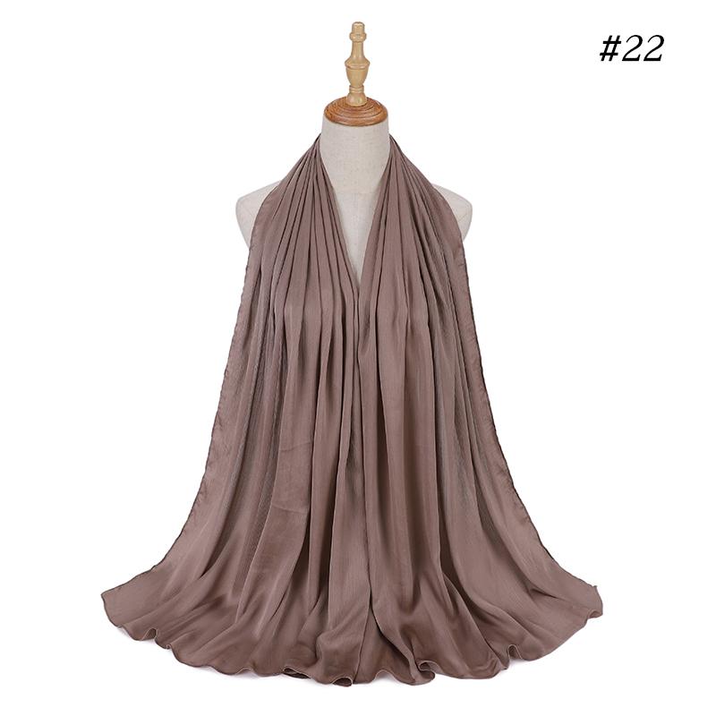 New Arrivals Crinkle Plain Color Satin Crepe Scarf Shawl Wrap Muslim Women Pleated Stain Silk Hijabs