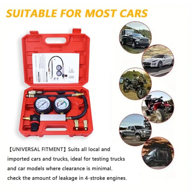 Cylinder Leak Down Tester for Car Truck Double Gauge Leakdown Detector Tool with Case Engine Compression Tester