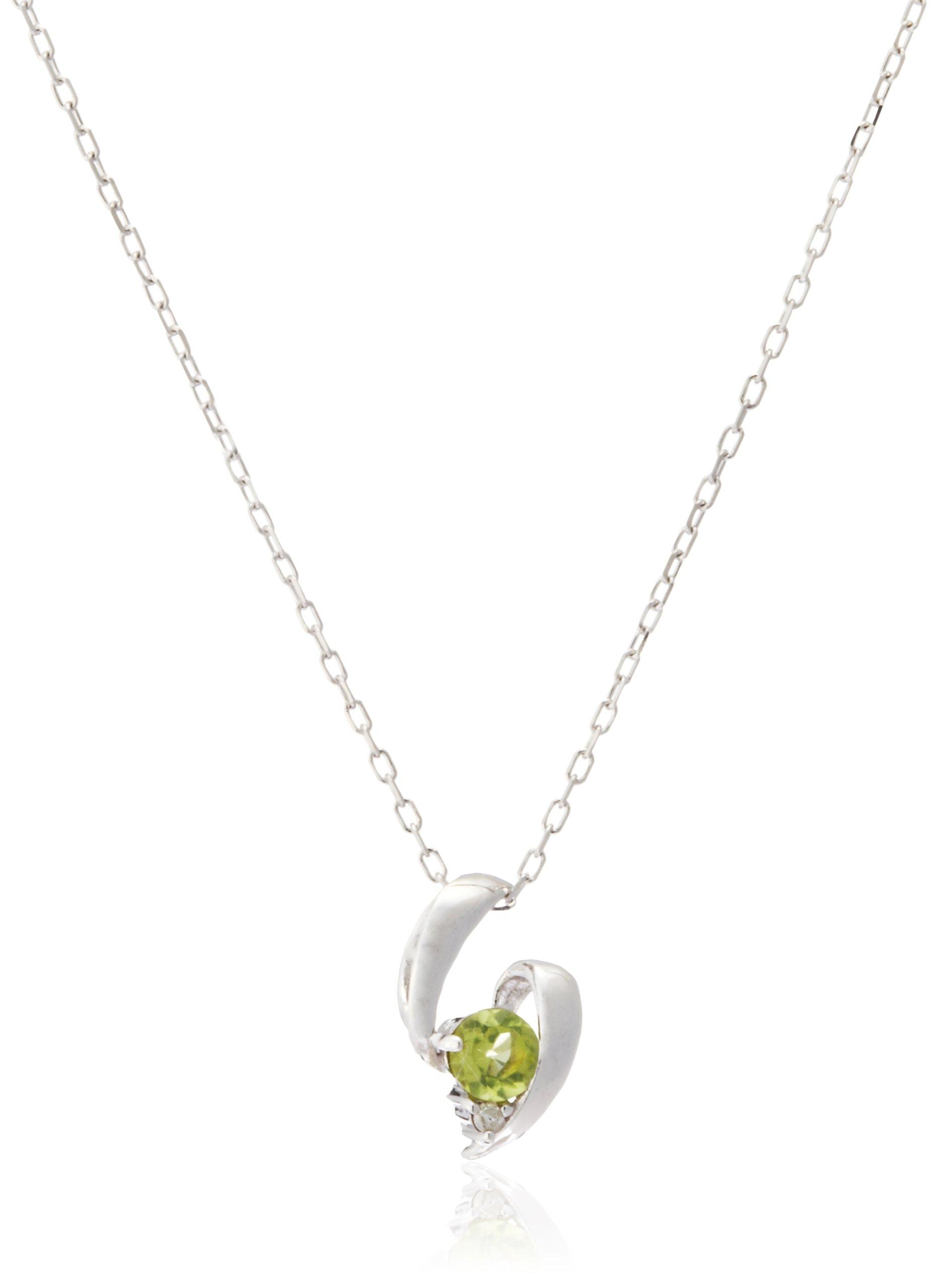 

August birthstone peridot K10 white gold petite necklace