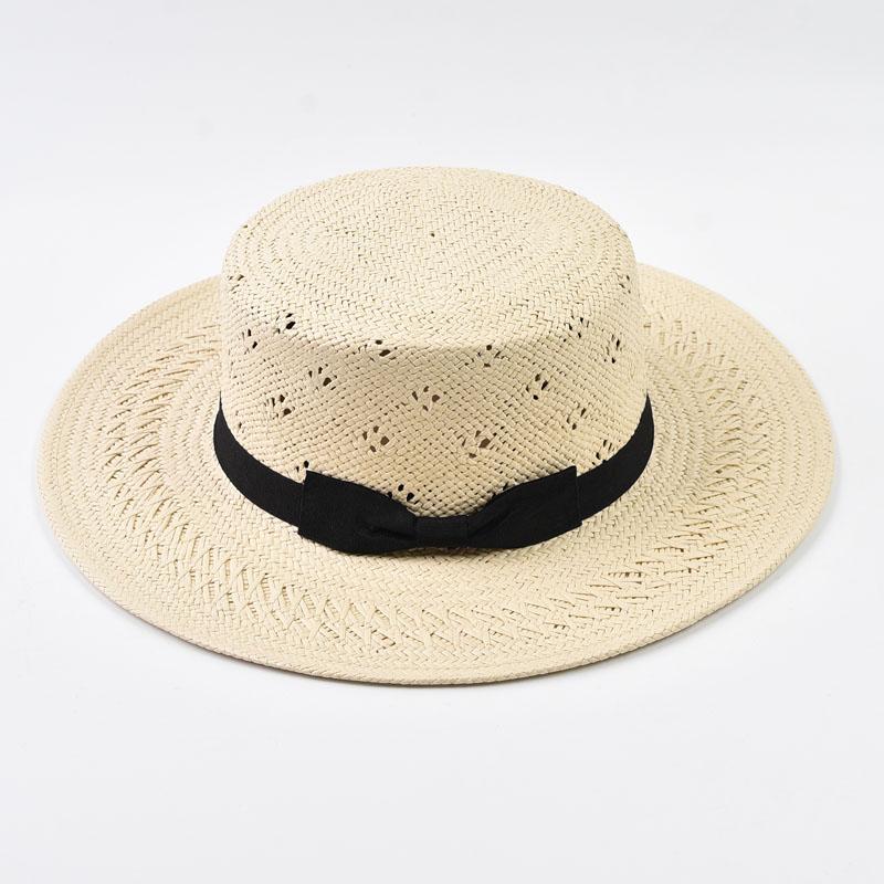 Summer 100% Straw Hats for Women Ribbon Decoration Elegant Ladies Party Dress Hats Travel Beach Sun Hat Chapeau Femme