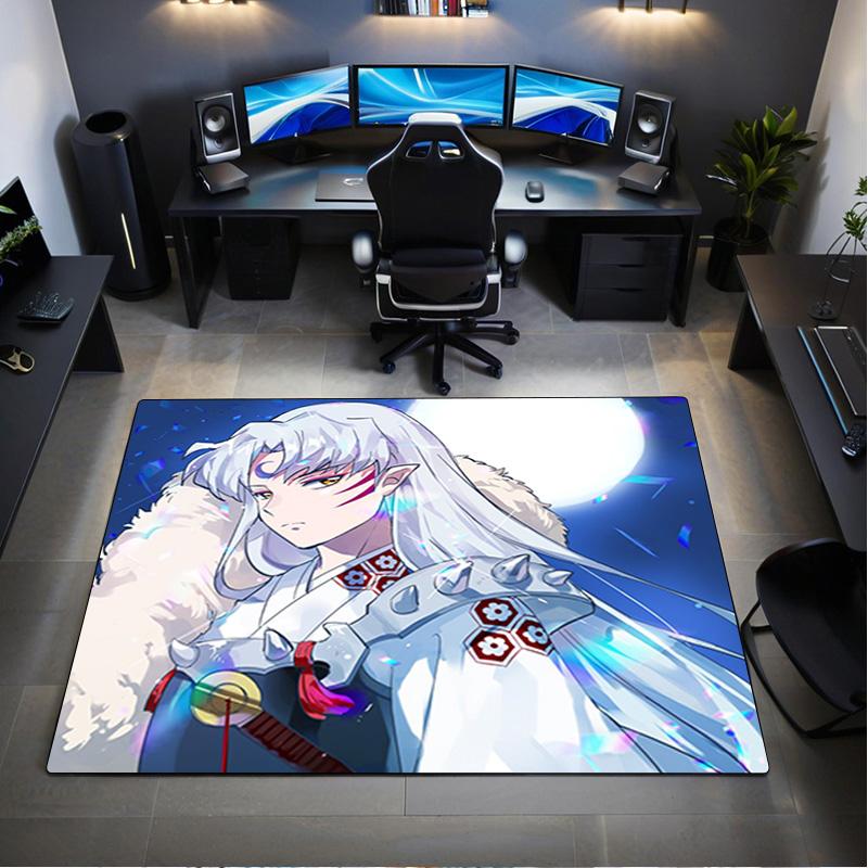 Inuyasha Vs Sesshomaru Carpet Office Decorative Carpet For Living Room Bedroom Door Mat Floor Rug Computer Chair Area Rug Holiday Gift