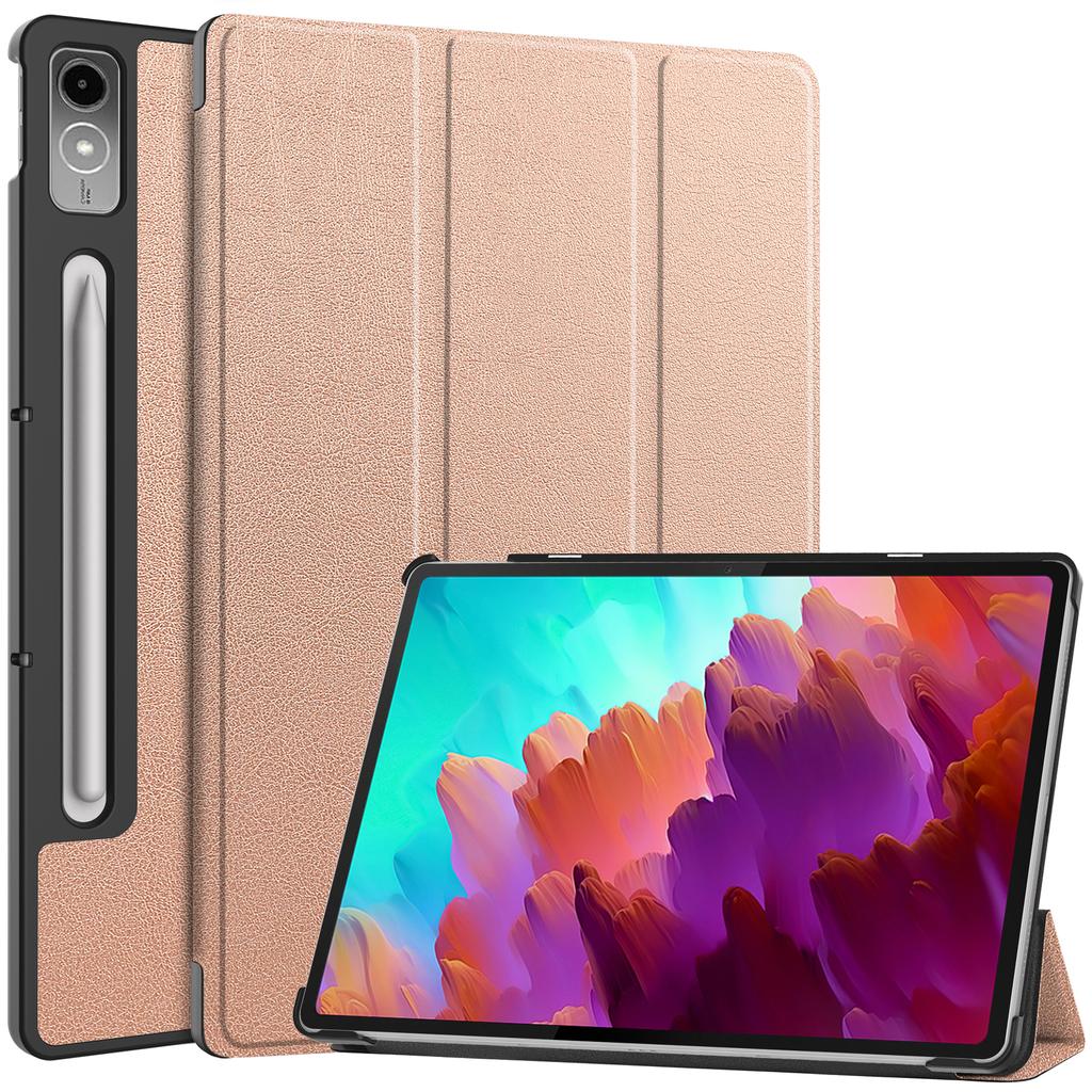 Custodia in pelle di vibrazione per Lenovo Tab P12 Xiaoxin Pad Pro 12.7 pollici 2023 TB-371FC Custodia ultra sottile in PU Tri-pieghevole custodia magnetica