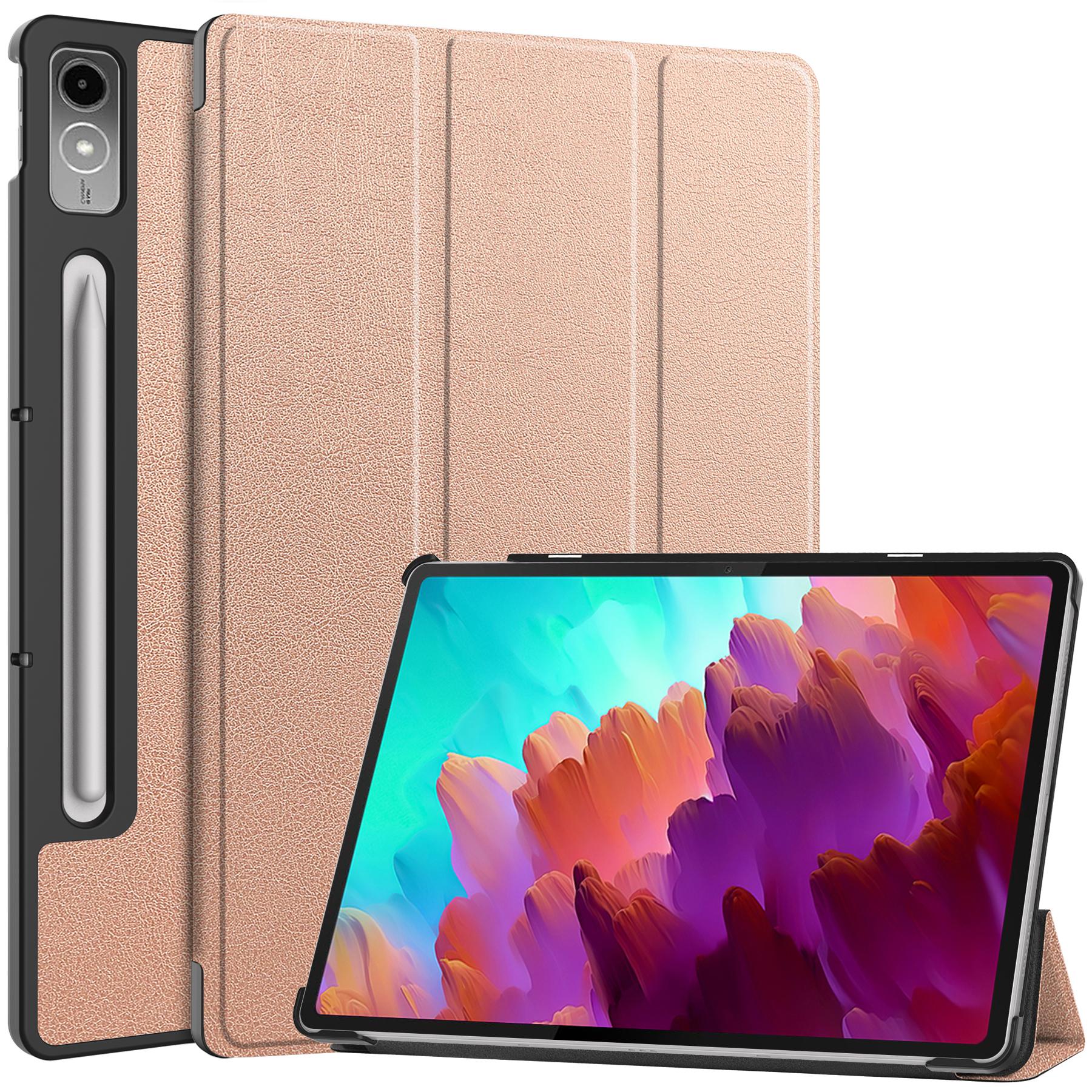 

Шкіряний фліп-чохол для планшета Lenovo Tab P12 Xiaoxin Pad Pro 12,7 дюйма 2023 TB-371FC Ультратонкий футляр із складною магнітною підставкою та трискладною підставкою Xiaoxin Pad Pro 12.7 рожевий колір золота