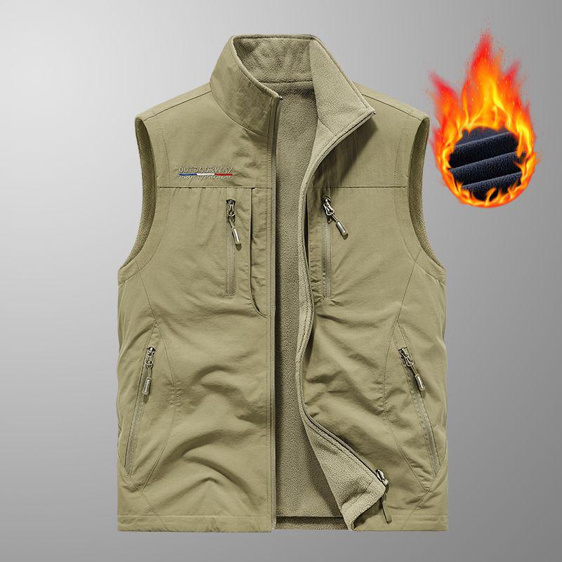 Herren Wendbare 8-Taschen Fleeceweste - Herbst/Winter Polarfleece, Ärmellos und Verdickt für Outdoor-Einsatz