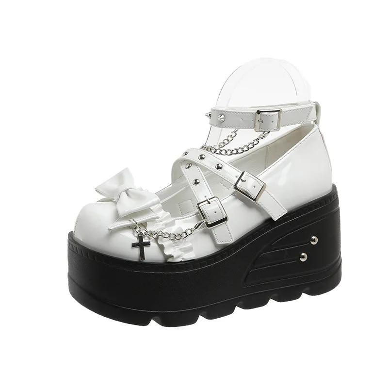 Women's Shoes Spicy Girl Dark Punk Style Sponge Cake Shoes 2026 New Subculture Thick Sole Height Increase COS Cultural Loafers42