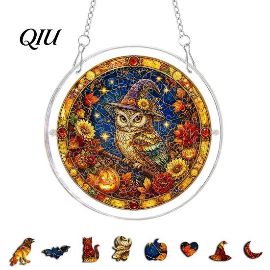 Halloween Party Decor Acrylic Puzzle Suncatcher, 7.87 Inch Sun Catcher Window Suncatcher Hanging Ornament, Ideal for Gifting and Home