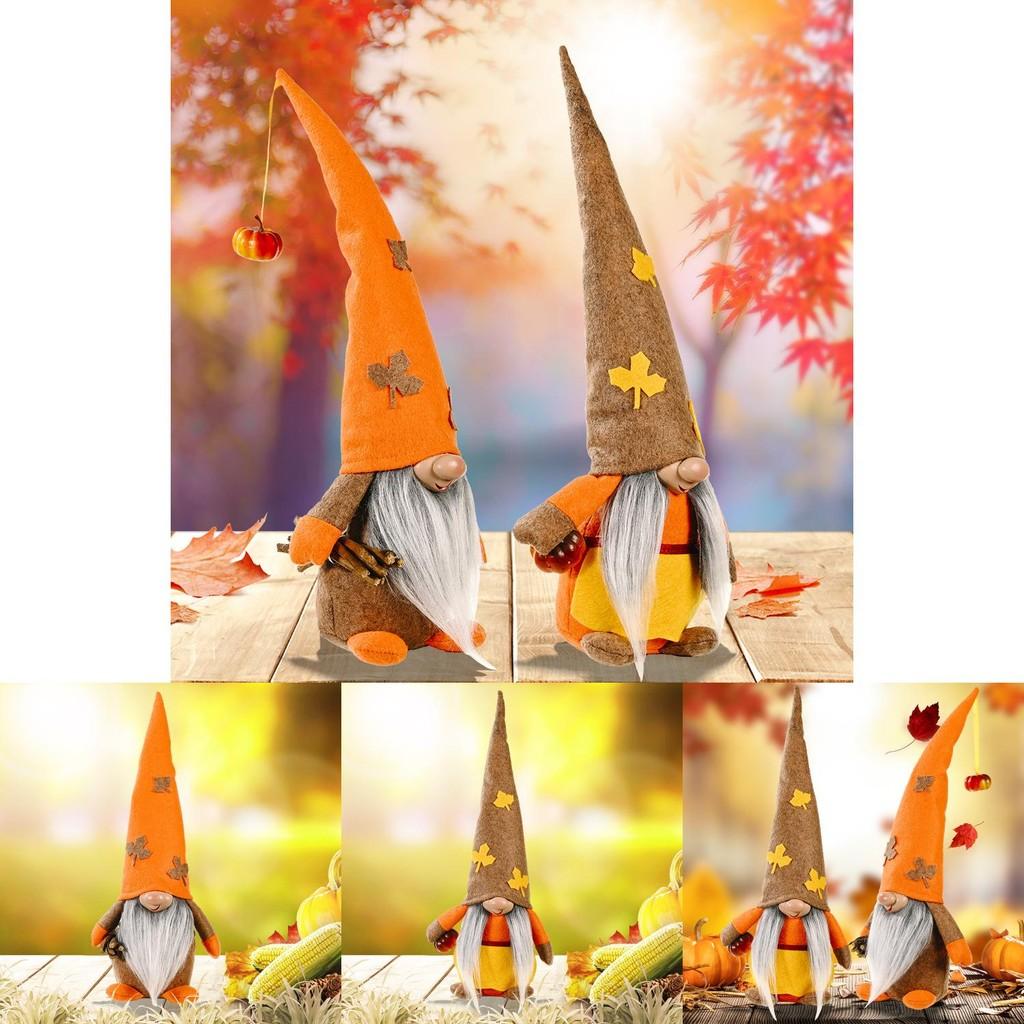 Festive Pumpkin Maple Leaf Hat No Face Doll Decorative Home Thanksgiving Item