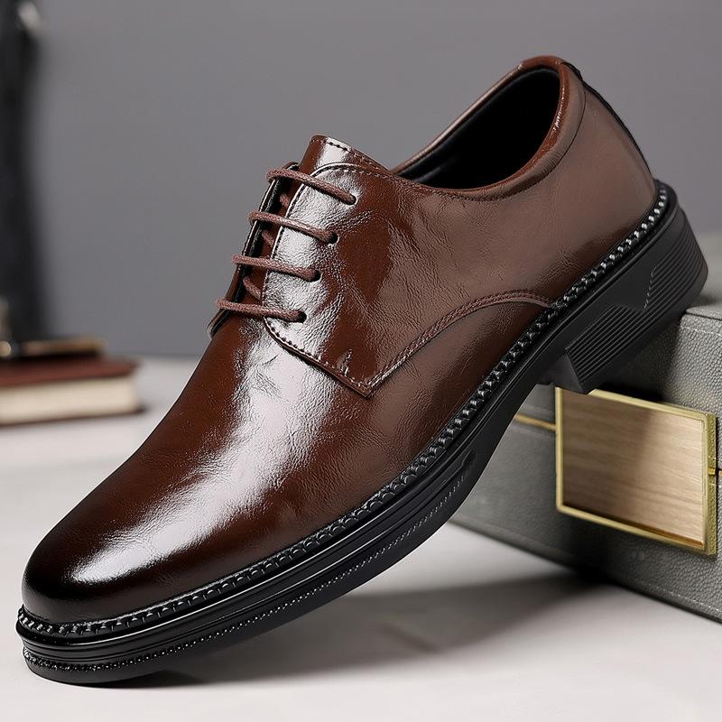 Leather shoes men's British style business formal wear retro men's shoes autumn new men's soft sole wearable casual derby shoes