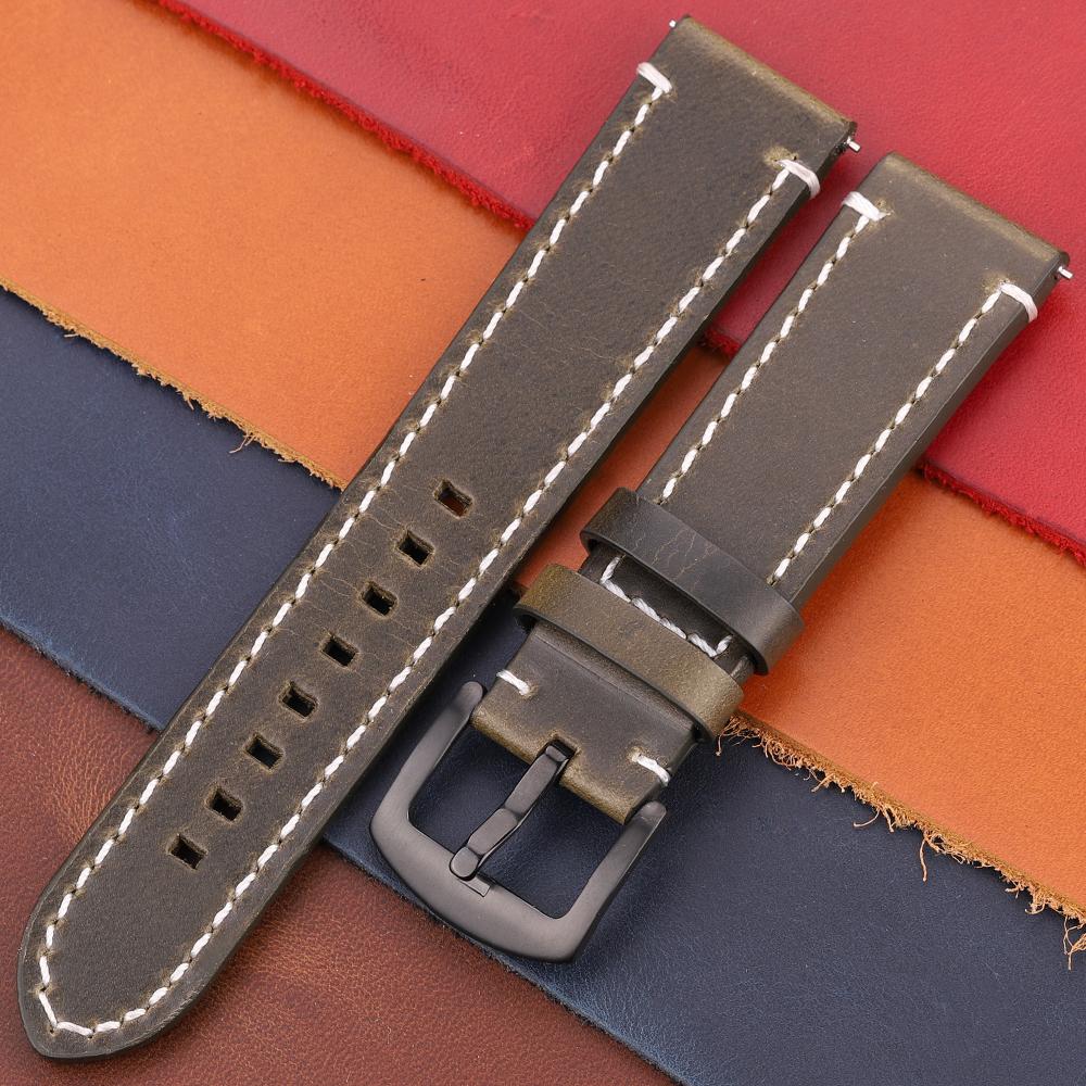 Bracelet de montre Vintage en cuir véritable, 7 couleurs, 18mm 20mm 22mm 24mm, en cuir de vache pour femmes et hommes, bracelet de montre intelligent, accessoires de ceinture