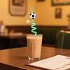 Football Themed Cartoon Spiral Straw Set with Creative Design 10PC