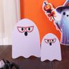 4pcs/set Creative Wooden Halloween Ghost Decor Cute Unique White Ghost Signs Cartoon Funny Ghost Tabletop Decorations Home