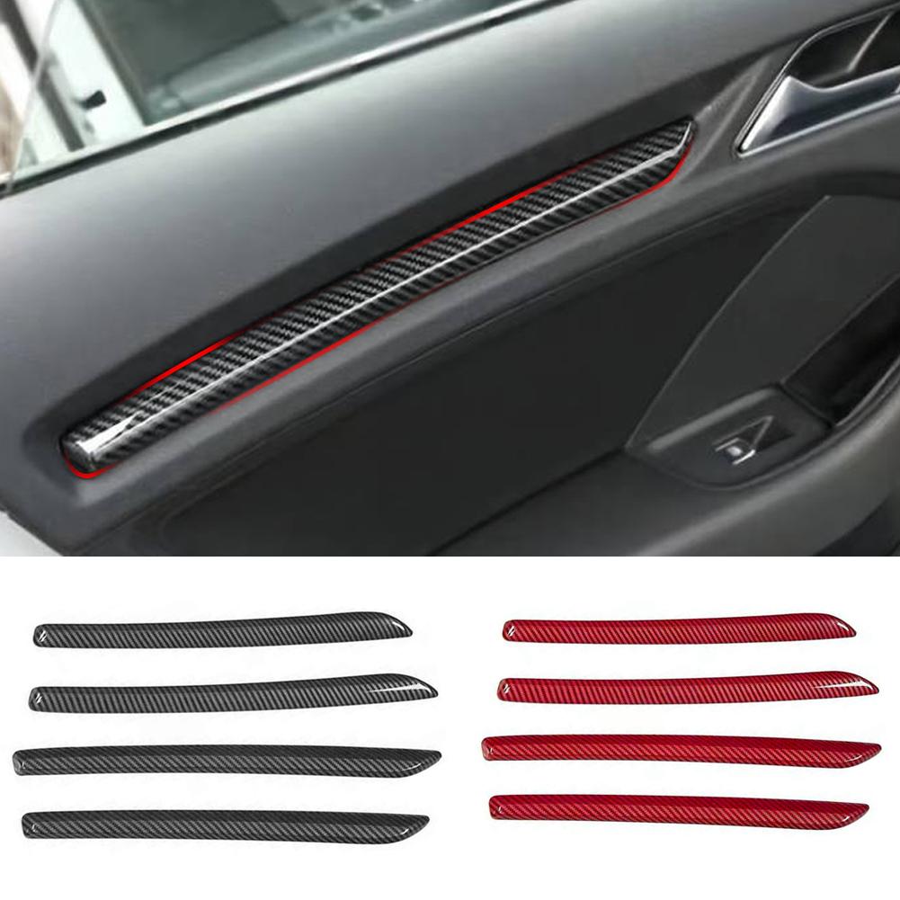 4Pcs Car Center Console Dashboard Trim Door Decoration Cover Stickers Trim Strips Carbon Fiber Style For  A3 8V S3 2014-2020