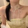Fashion Long Rope Rose Flower Choker Adjustable with Large Flower Rose Choker Necklace Neck Accessories Wedding Necklace Women