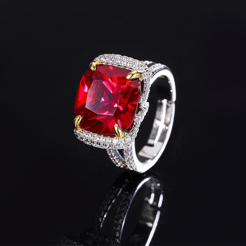 Jewelry Gold Zirconium Ring Simulation Ruby Ring Pink Zircon Ring