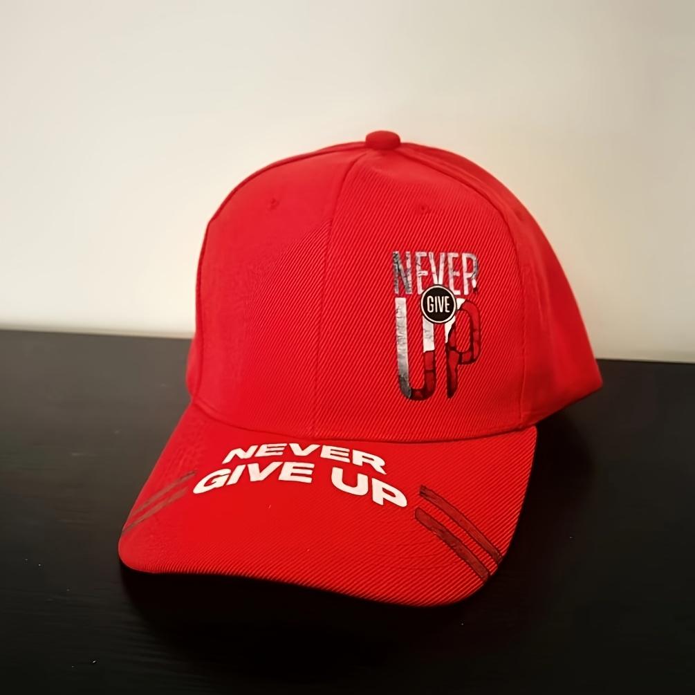 1Pc Of "Never Give Up" Inspirational Print Baseball Cap For Life, Street Fashion Outdoor Sports Baseball Cap Curved Brim
