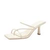 Sexy Leopardenmuster gekreuztes Band~ Schlichtes Temperament quadratische Zehenpartie offen High Heels coole Pantoletten Damenkleid Sommer