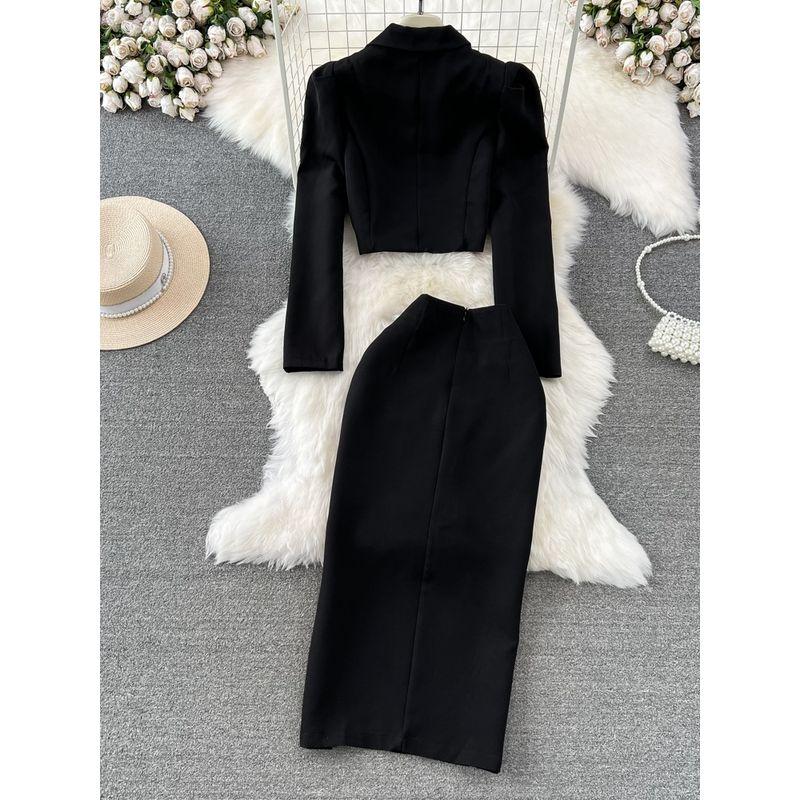 K-style High Waist Slimming Slit Skirt Fashion Suit
