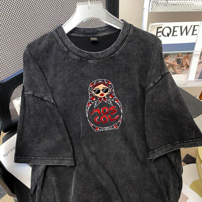 Fashion Style Fashion Casual Loose Print Short Sleeve Cotton T-shirt Printed Loose Cotton T-shirt