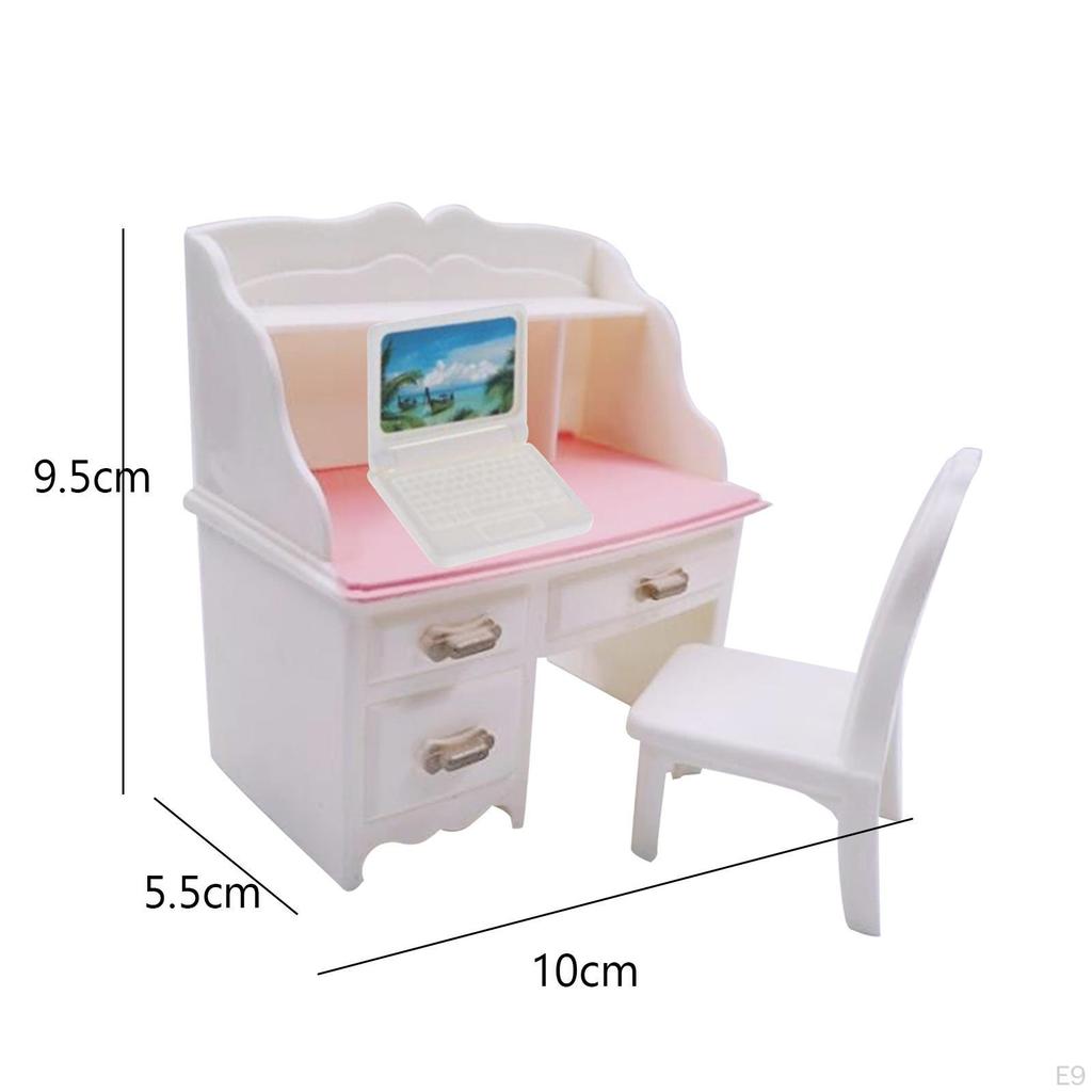 1/12 Dollhouse Desk Chair Set Table Simulation Notebook Decoration Accessories for Living