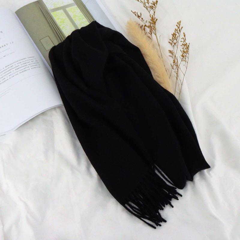 Solid color 100% wool scarf, women's high-end sense, women's versatile spring and autumn thin scarf, men's shawl wholesale