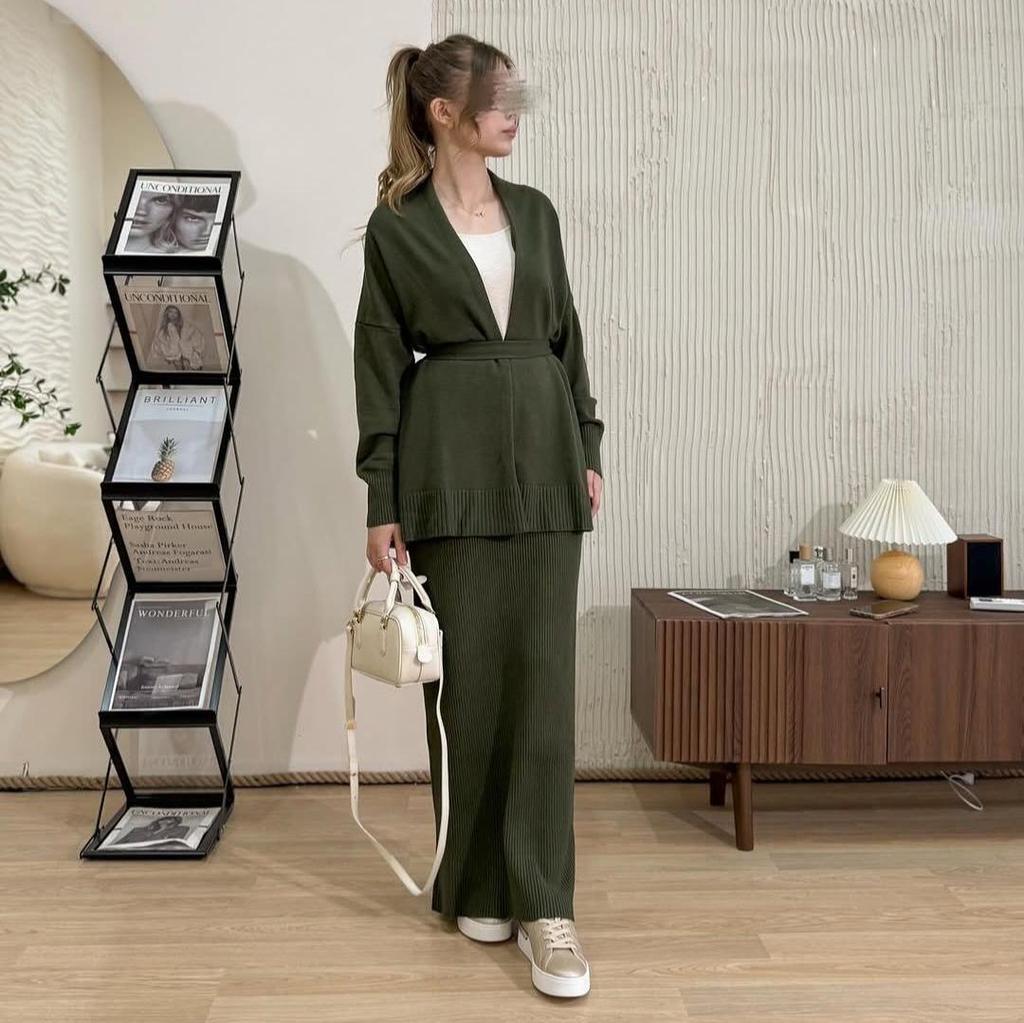 2025 Autumn Lace-Up Knit Sweater Cardigan Dress: Warm, Versatile, and Stylish for Cross-Border Fashion