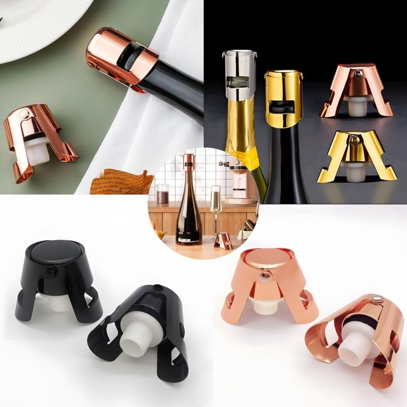 Portable Stainless Steel Champagne Sparkling Stopper Sealing Bottle Cap Wine Bottle Stopper Wine Beer Bottle Cork Plug