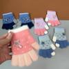 Cute Cartoon Knitted Gloves Thickened Children Full Fingers Gloves Winter Warm Outdoor Sports Windproof Gloves