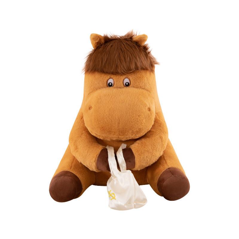 Creative Funny Worker Cow Horse Plush Toy With Soft Short Pile For Gift And Decoration