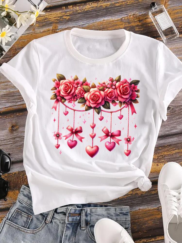 (Asian Size) T Shirt Printed Women Tee Clothing Casual Fashion Lady feather trend 90s Female Top Graphic Short Sleeve T-shirts