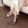 Fashion Womens French Butterfly Open-toed High Heel Sandals Womens Fashion Versatile Outdoor Leisure Medium Heel Sandals Sandalias Mujer