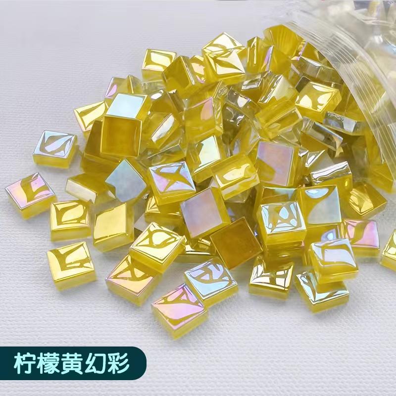 100g Mixed Mosaic Pieces Assorted Color Square Glitter Glass Mosaic Tiles for DIY Crafts Supplies Blue Purple Green Arte