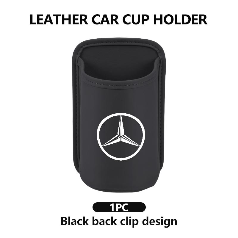 

Car Logo Door Water Cup Holder Back Seat Drink Rack Leather Storage Box For Benz Exclusive AMG W124 W203 W204 SPRINTER V CLASS