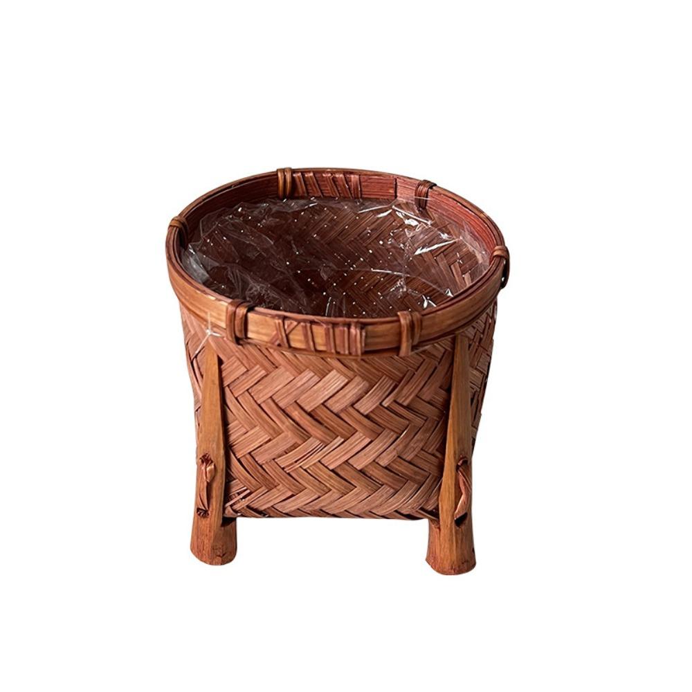 

Small Bamboo Woven Basket Multi-Function Flowerpot Home Organizer Storage Basket Pastry коричневый