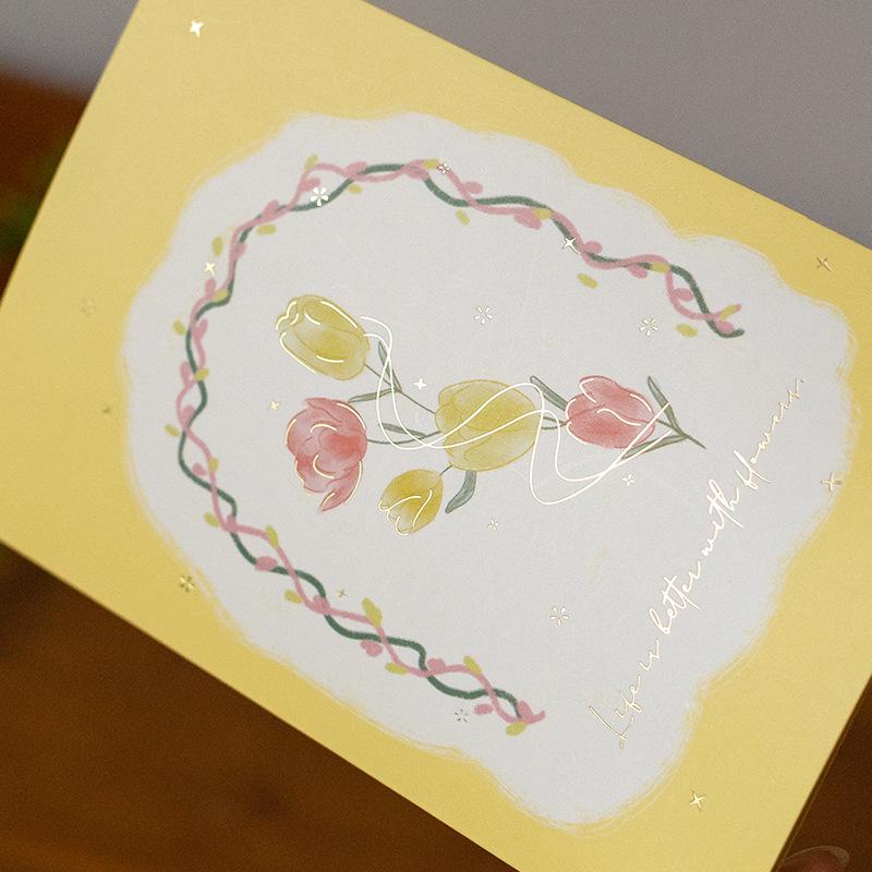 3D Style Creative Minimalist Greeting Card Original Flower Blessing Card Birthday Party Invitation Letter Gift