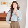 Teluoman Women's Swallow Collar Long Sleeve Professional Shirt