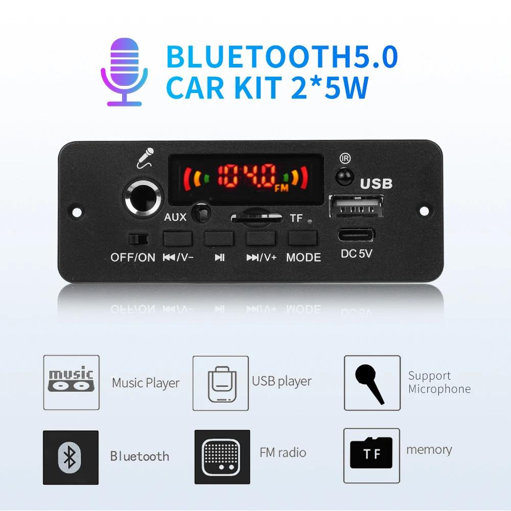 10W Digitaler Verstärker MP3-Decoder-Platine DC 5V Bluetooth 5.0 FM Unterstützung Mikrofon Auto-MP3-Player mit Fernbedienung