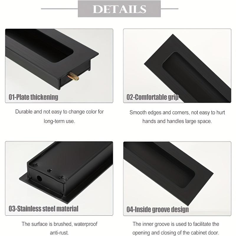2pcs Recessed Door Handles, 4.37 in Rectangle Sliding Closet Door Handles, Aluminum Alloy Drawer Pulls for Cabinet, Door, Win