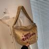 Simple Canvas Bag Large Capacity Shoulder Bag Women's Embroidered Tote Bag Bucket Bag