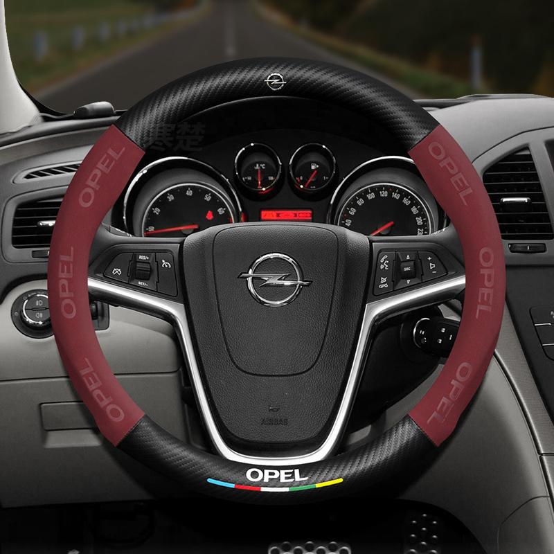 Dla Opel OPCline ASTRA CORSA INSIGNIA MOKKA VECTRA GTC Tigra Samochód Włókno węglowe Zamsz Skóra Pokrowiec na kierownicę Akcesoria