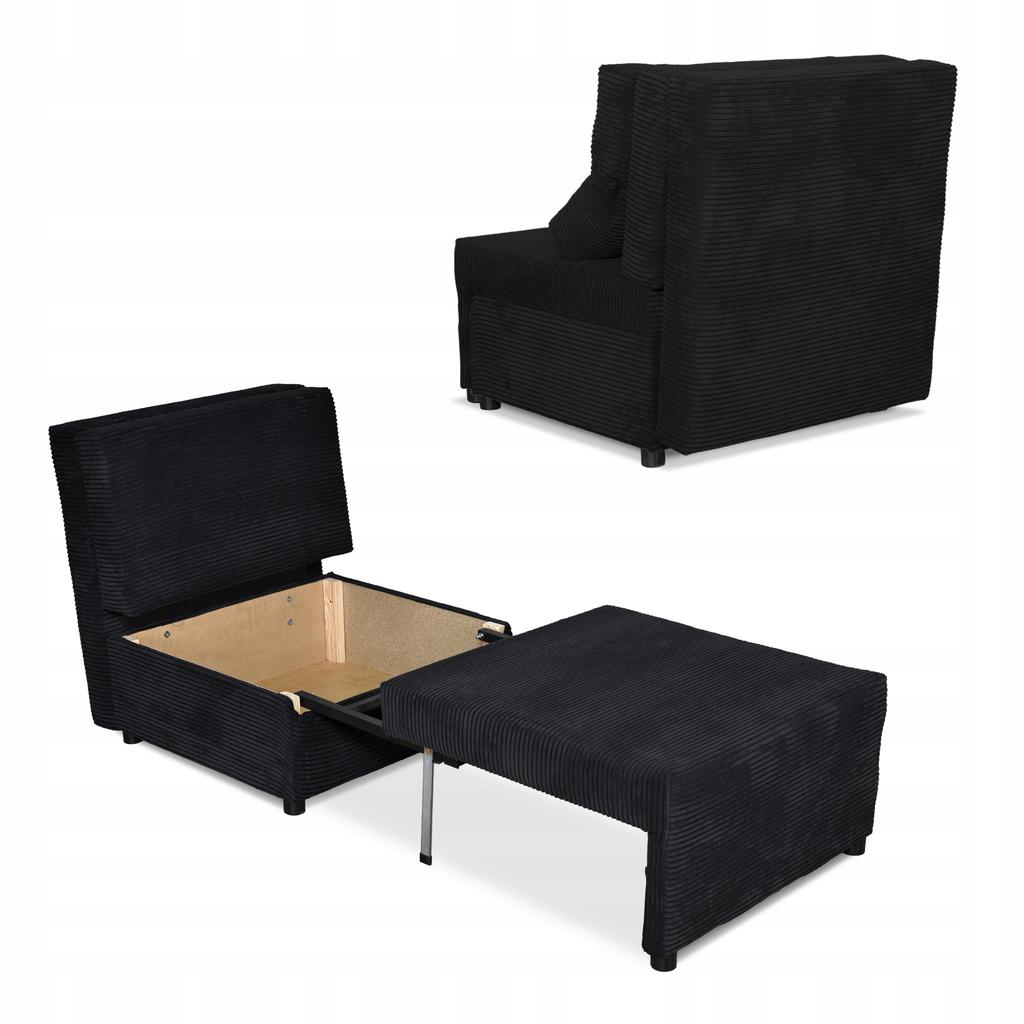 Fold-out Armchair Sleeping Function KIMO Bedding Container Family Furniture Black