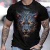 Summer Men's Tiger 3D Printed Pullover Loose Casual Round Neck Short Sleeved Shirt T-Shirts Men’s