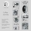 6 Styles 50mm*200cm Poems For Coffee Series Tape Decorative Sticker Labels Decorative Diary Album Junk Journal Supplies