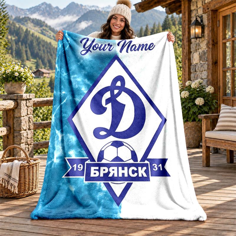 FC Dinamo Minsk Custom Name Flannel Blanket Personalized Soft Warm Plush Throw Blanket Customized Gift for Family Friends