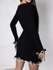 Knitted Mini Dress For Women Fungus Contrast Color Slim Sweater Dress Elegant Female Party Clothes Long Sleeve Spring New Dress