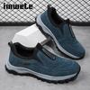 Imwete Male Fashion PU Leather Sneakers Slip On Thick Sole Sports Shoes Outdoor Breathable Hiking Footwear Large Size 38 To 46
