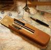 Retro Genuine Leather Zipper Closure Fashion Durable Pencil Drawer Organizer Crazy Horse Cowhide Pen Storage Three Pen Case Bag